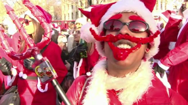Santacon: the first of ten Random Acts made by Leah Borromeo for Channel 4's news short-form arts strand.